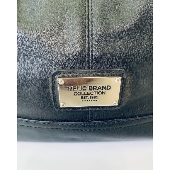 RELIC Black Hobo Multi-Compartment Faux Leather Shoulder Bag Purse - Picture 2 of 12